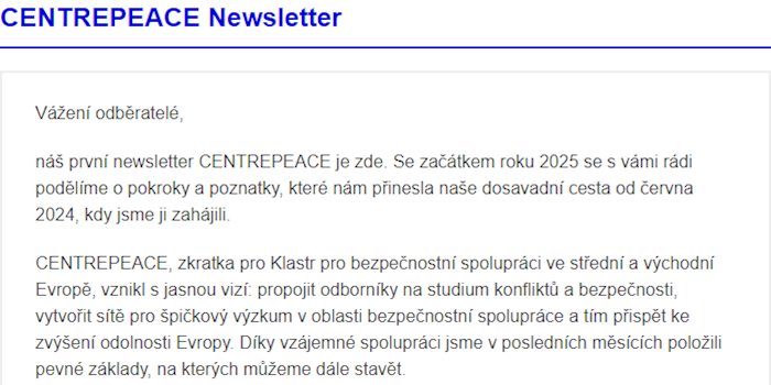 CENTREPEACE Newsletter