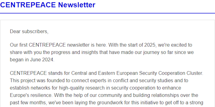 CENTREPEACE Newsletter