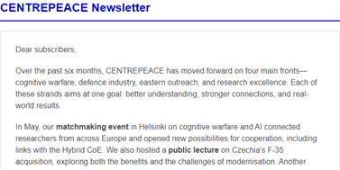 CENTREPEACE Newsletter