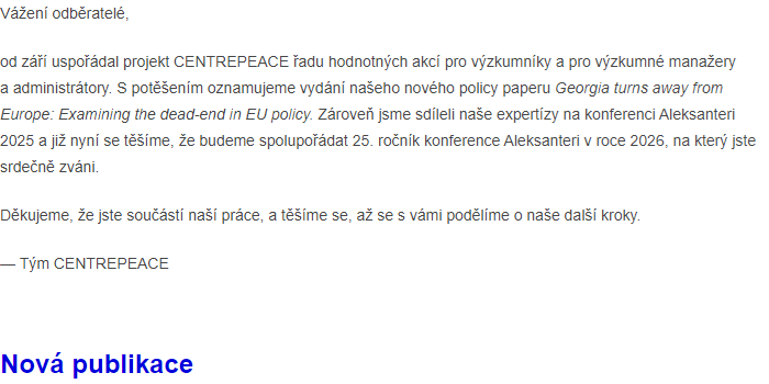 CENTREPEACE Newsletter