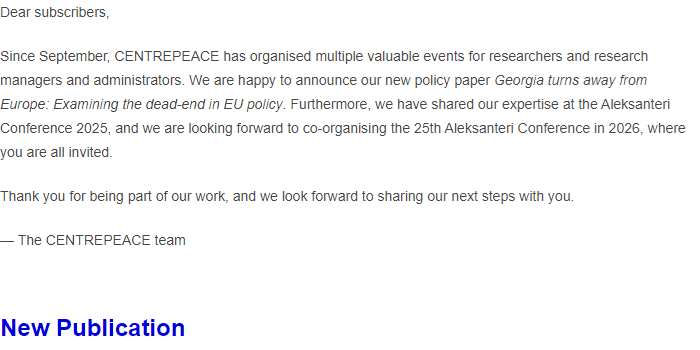 CENTREPEACE Newsletter